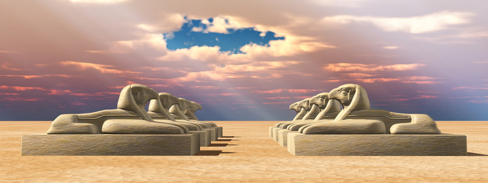 Horus Sphinx in einer Wüstenlandschaft