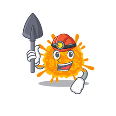 nobecovirus miner cartoon design concept with tool and helmet
