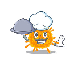 nobecovirus chef cartoon character serving food on tray