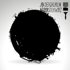 Black brush stroke and texture. Grunge vector abstract hand - painted element. Underline and border design.