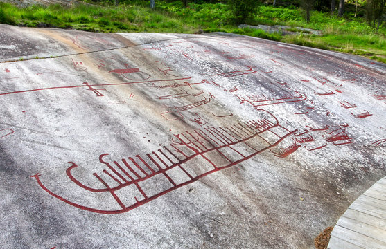Historic bronze age rock carvings in Tanum, Sweden