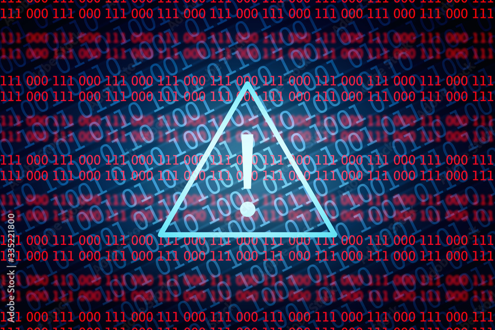 Poster 2d rendering exclamation sign binary background