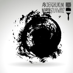 Black brush stroke and texture. Grunge vector abstract hand - painted element. Underline and border design.
