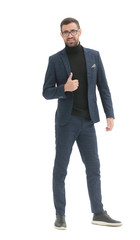 in full growth. modern business man giving a thumbs up