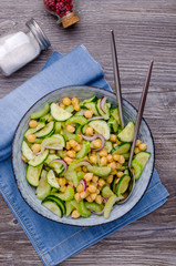 Salad raw vegetables with chickpeas