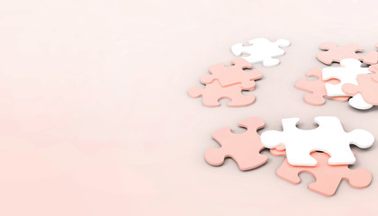Abstract Business Concept jigsaw Puzzle connection on Red background - 3d rendering