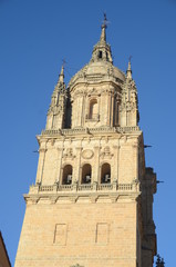 Fototapeta na wymiar Church tower with three small bells in Salamanca - Spain.