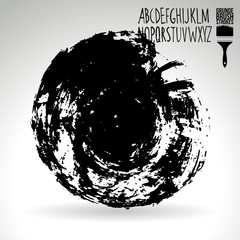 Black brush stroke and texture. Grunge vector abstract hand - painted element. Underline and border design.
