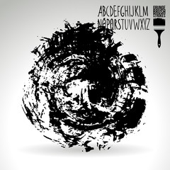 Black brush stroke and texture. Grunge vector abstract hand - painted element. Underline and border design.
