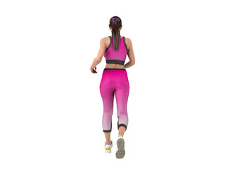 Fototapeta na wymiar dayly fitness concept girl runs 3d render on white no shadow