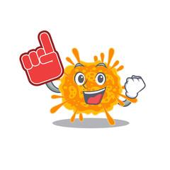 nobecovirus presented in cartoon character design with Foam finger