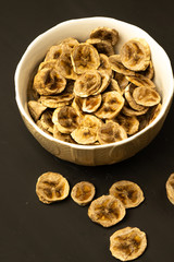 selective focus, circles of dried bananas