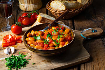 Rustic giant beans with fresh tomato sauce
