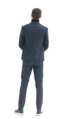 rear view. business man looking at blank white wall