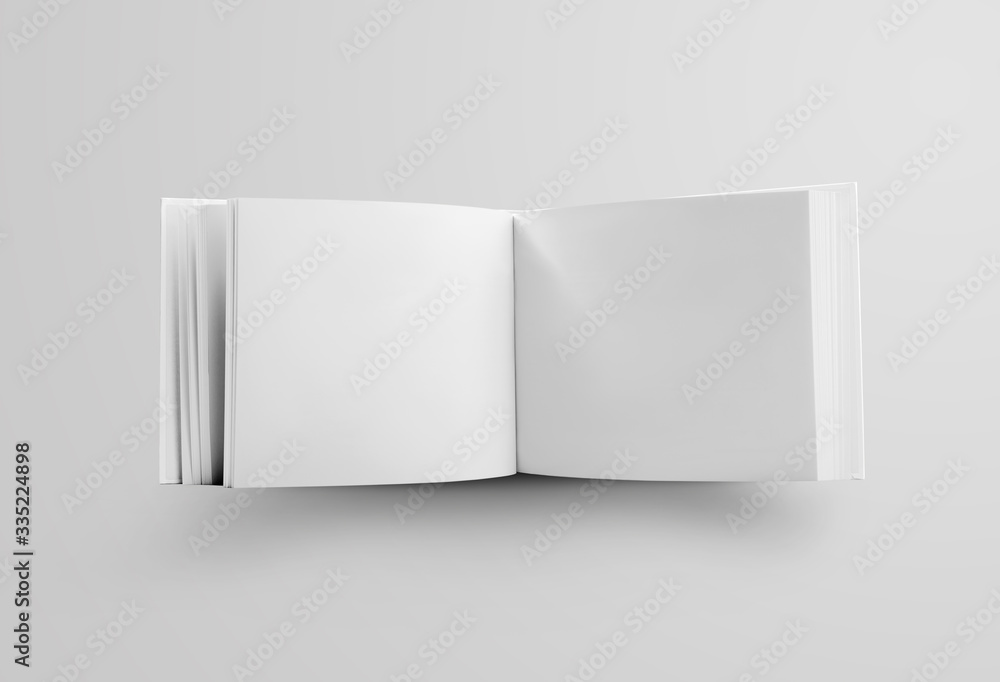 Aufkleber Template of a white book landscape orientation, standing and open in the middle, a standard object for the presentation of design and pattern.
