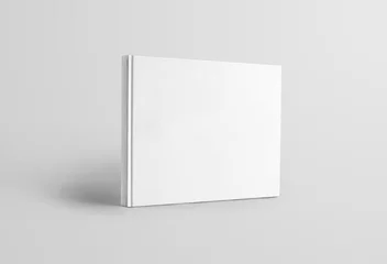 Rolgordijnen Mockup blank landscape orientation of a book standing and isolated on a white background, front view. © olegphotor