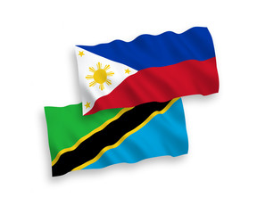 Flags of Tanzania and Philippines on a white background