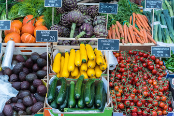 vegetables on market stall