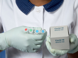Test kit for pcr nucleic acid for presence of novel coronavirus in mouth swabs. Medic or tech in...