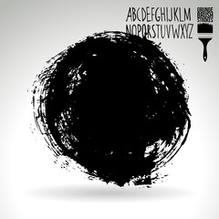 Black brush stroke and texture. Grunge vector abstract hand - painted element. Underline and border design.
