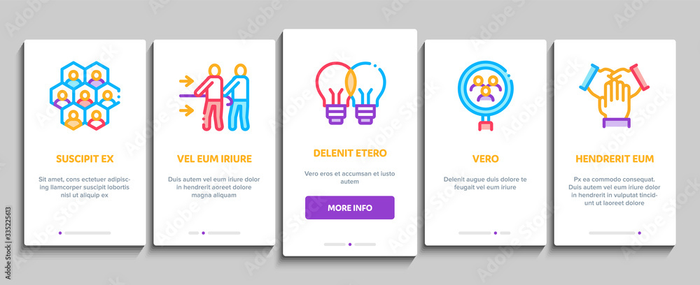 Poster collaboration work onboarding mobile app page screen vector. human and brain collaboration, worker r