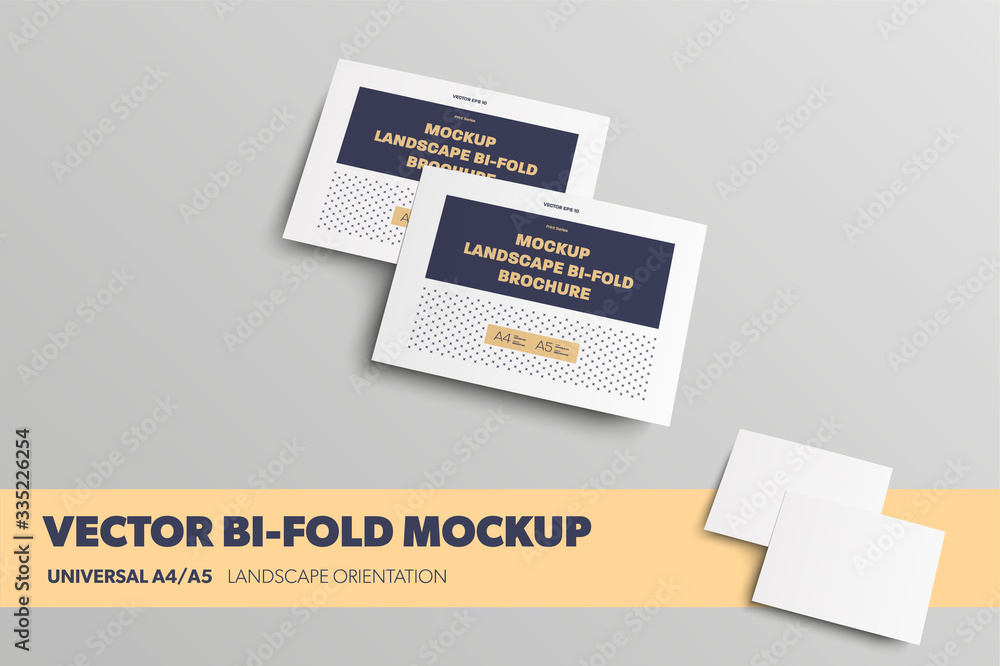 Poster Landscape bifold vector template with abstract pattern and horizontal orientation for design presentation.