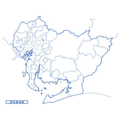 愛知県地図 シンプル白地図 市区町村