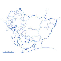 愛知県地図 シンプル白地図 市区町村