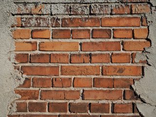 wall of old red and orange brick	