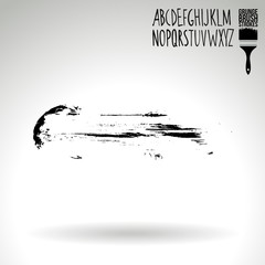 Black brush stroke and texture. Grunge vector abstract hand - painted element. Underline and border design.
