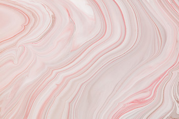 Fluid art texture. Background with abstract iridescent paint effect. Liquid acrylic picture with trendy mixed paints. Can be used for website background. Lavender, red and white overflowing colors