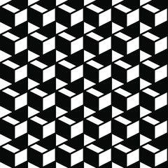 Seamless geometric abstract black and white cube vector pattern. Gift wrapping paper, interior, cloth, fabric or web design.