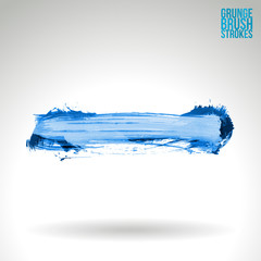 Blue brush stroke and texture. Grunge vector abstract hand - painted element. Underline and border design.
