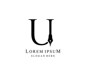 The Writer, Simple Pen U Letter Vintage logo Design