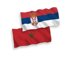 Flags of Morocco and Serbia on a white background