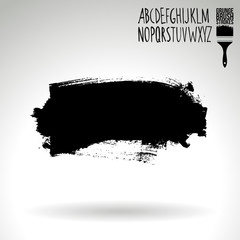 Black brush stroke and texture. Grunge vector abstract hand - painted element. Underline and border design.
