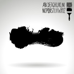 Black brush stroke and texture. Grunge vector abstract hand - painted element. Underline and border design.
