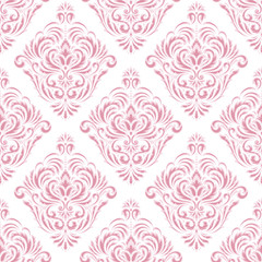 Damask seamless emboss pattern background. Vector classical luxury old damask ornament, royal victorian seamless texture for wallpapers, textile, wrapping. Vintage exquisite floral baroque template.