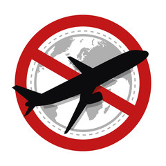 Obraz premium travel with plane prohibited warning sign vector illustration EPS10
