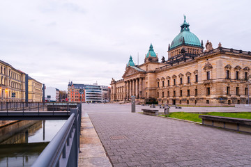The Federal Administrative Court during the cloudy morning in Leipzig, Germany