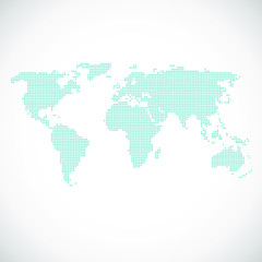 Vector Dotted World Map Background Light and Dark for Illustrator and Powerpoint. Continents: Europe, Asia, Australia, America, Africa