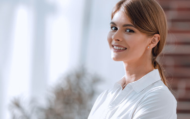 closeup of a confident young woman