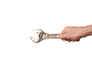 wrench in hand on a white background