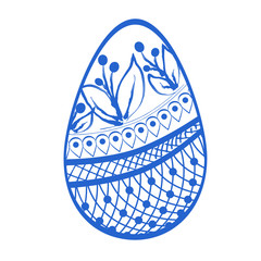 Easter egg. Linear pattern. Coloring book for children.