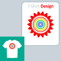 Rainbow. Positive pattern on the t-shirt. Vector illustration for web design or print.