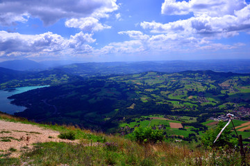 Mountain landscape with blue sky. This place is also a departure for paraglider. 