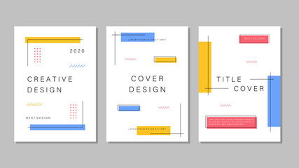 Set bundle of Geometric Cover Designs for Annual Report, Brochures, Flyers, Presentations, Leaflet, Magazine A4 Size. Cover template design vector with geometric shapes background.