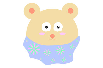 EPS 10 vector. Cute smiling bear. Pretty bear isolated on white background.