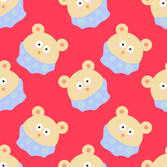 Naklejka premium EPS 10 vector. Seamless pattern with cute bear face.
