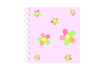 EPS 10 vector. Baby notebook with flowers isolated on white background.